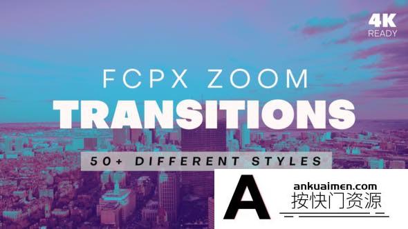 [FCPX发生器]FCPX插件50种抖音小视频风格变焦3D故障转场可用制作模板