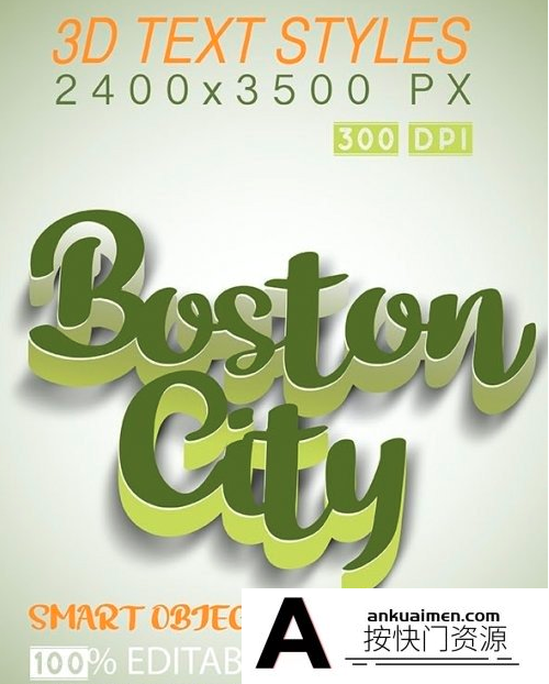 [3D样式][插件发布]3D文本PS样式下载3D Text Styles Boston
