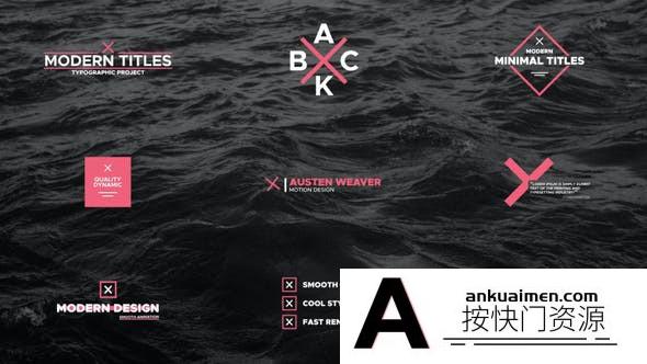 [FCPX发生器]9组简洁时尚文字标题动画模板FCPX插件- Modern Titles