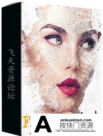 [PS动作下载]指纹水彩特效PS动作 Fingerprint Photoshop Action(附教程)