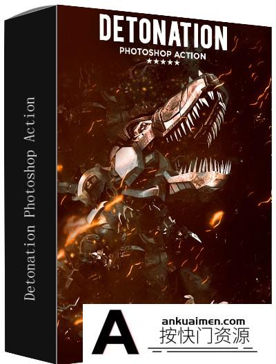 [PS动作下载][插件发布]超酷科技火焰爆炸特效动作 Detonation Photoshop Action