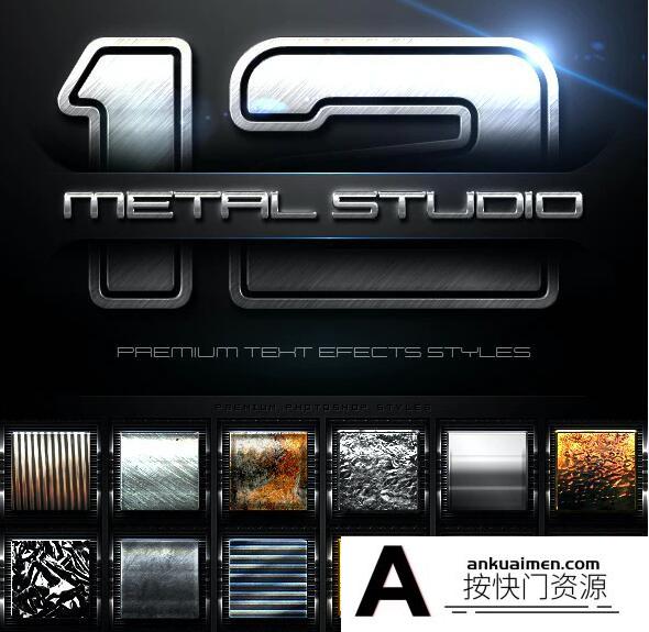 [金属样式][插件发布]超酷金属3D文本样式 12 Metal Studio Styles