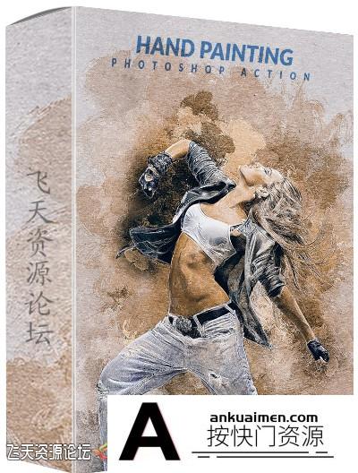 [PS动作下载]手绘效果PS动作Hand Painting Photoshop Action附视频教程