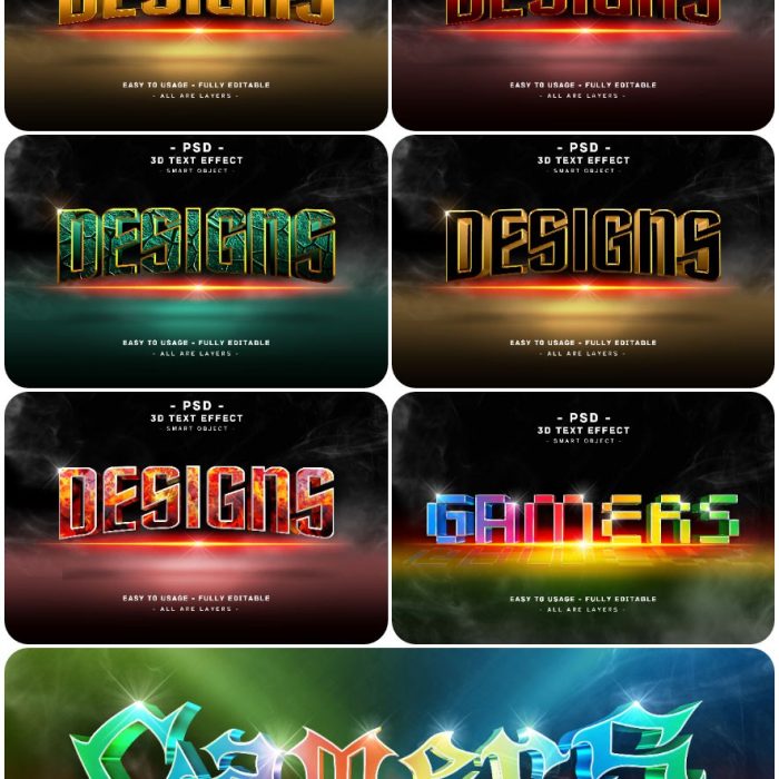 [3D样式][插件发布]3D文字效果PSD格式PS样式集 vol 117 Psd text effect set vol 117