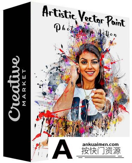 [PS动作下载]艺术矢量绘画效果PS动作 Artistic Vector Paint PS Action附视频教程