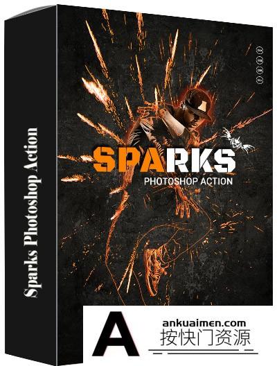 [PS动作下载][插件发布]火花飞溅PS动作 Sparks Photoshop Action(附视频教程)