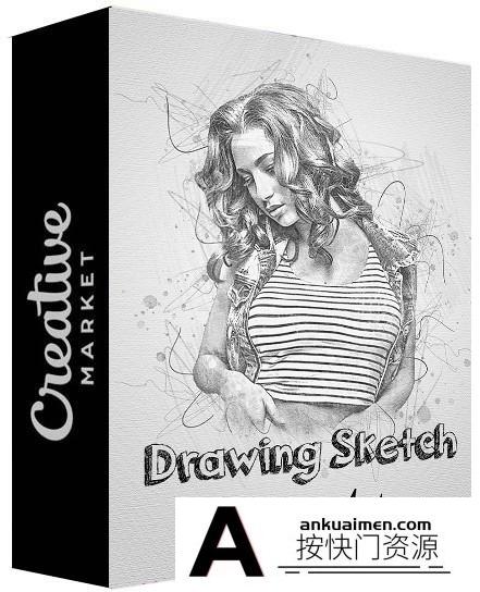 [PS动作下载]素描肖像绘画Photoshop动作 Drawing Sketch Photoshop Action 附教程