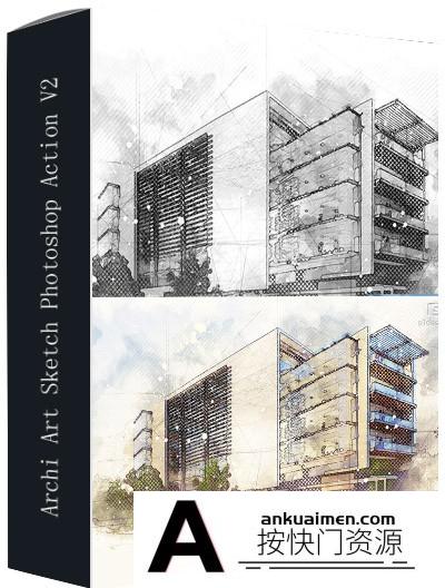 [PS动作下载][插件发布]建筑艺术素描草图PS动作 Archi Art Sketch Photoshop Action V2 附教程