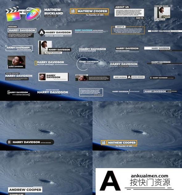 [FCPX发生器]FCPX插件30组现代商务文字标题动画设计视频字幕条预设