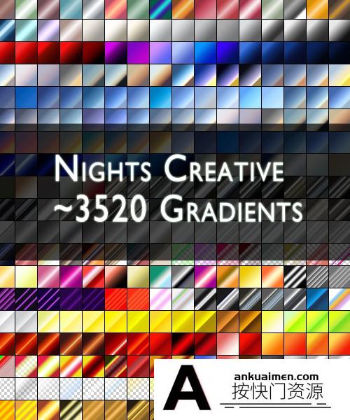 [PS渐变下载]3520个ps渐变样式预设包 3520+ Gradients for Photoshop
