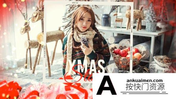 [FCPX发生器]FCPX插件-圣诞节相册照片模板片头 Christmas and New Year Story