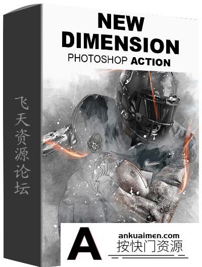 [PS动作下载]水彩维度特效PS动作 New Dimension Photoshop Action(附视频教程)