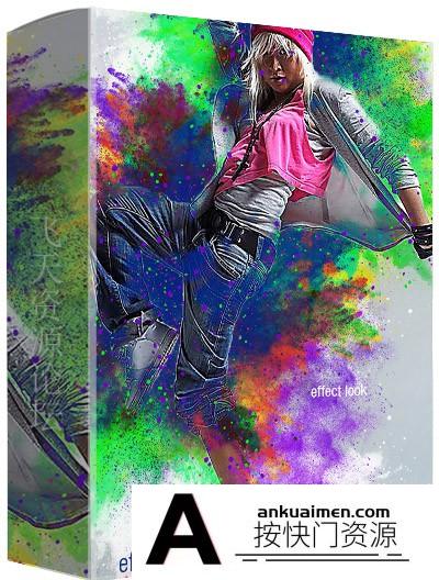 [PS动作下载]粉尘爆炸电影海报PS动作 Colorful Powder Explosion Action(附教程)