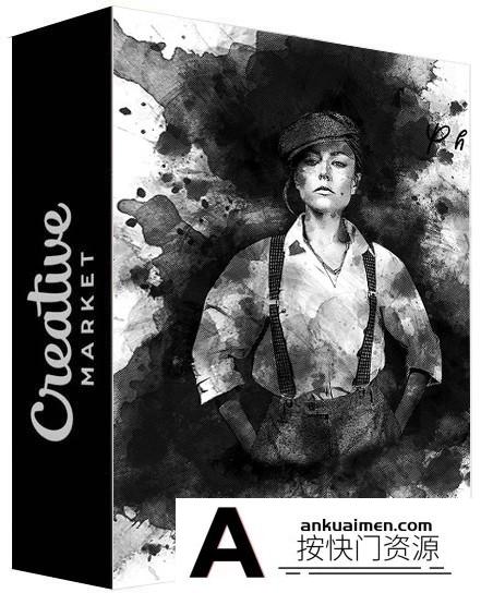 [PS动作下载]水墨弥漫特效PS动作 Ink Bleed Effect Photoshop Action附视频教程