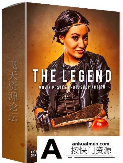 [PS动作下载]电影杂志广告封面PS动作 The Legend Photoshop Action(附教程)