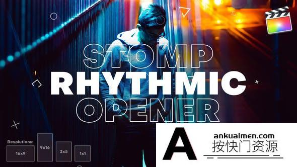 [FCPX发生器]横竖屏图片文字快闪片头FCPX模板- Rhythmic Opener