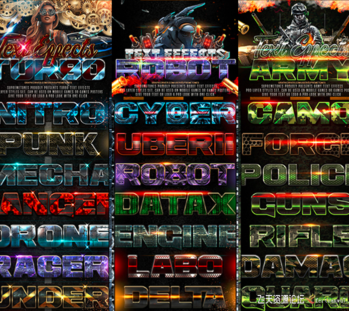 [3D样式][插件发布]电影电竞游戏字体PS样式合集 PRO Text Effects BUNDLE