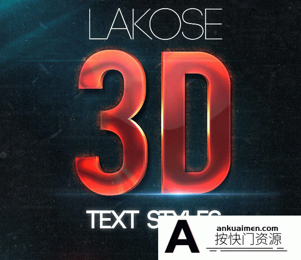 [3D样式][插件发布]3D金属PS样式 Lakose 3D Text Styles Part 53
