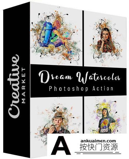 [PS动作下载]梦幻水彩Photoshop动作 Dream Watercolor Photoshop Action 附视频教程
