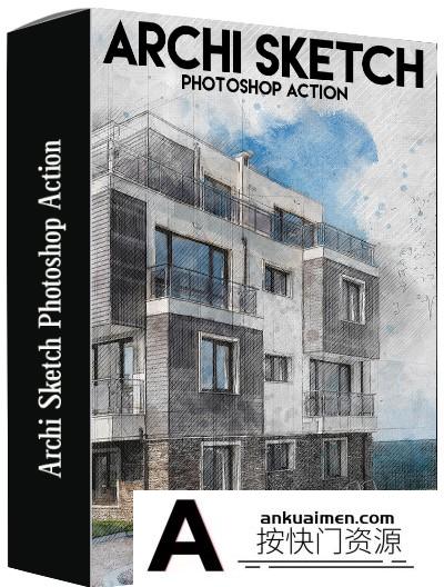 [PS动作下载]风景建筑素描PS动作 Archi Sketch Photoshop Action(附教程)