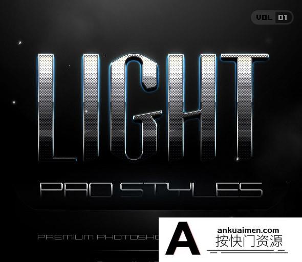 [字体样式][插件发布]金属质感文本样式VOL.1 10 Light Pro Styles Vol.1