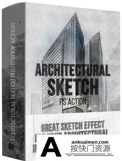 [PS动作下载]建筑素描PS动作 Architectural Sketch Photoshop Action(附教程)
