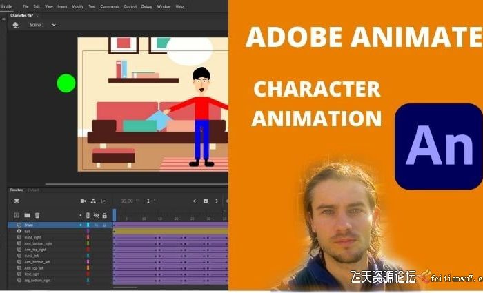 [AE教程][教程发布]Adobe Animate教程-Adobe Animate 创建场景角色动画教程-中英字幕