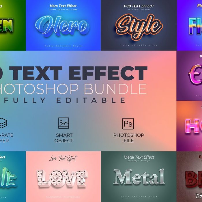 [字体样式][插件发布]Photoshop文字效果套装10合1 Photoshop Text Effect Bundle 10
