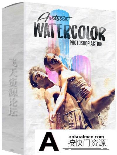 [PS动作下载]艺术水彩Photoshop动作 Artistic Watercolor Photoshop Action
