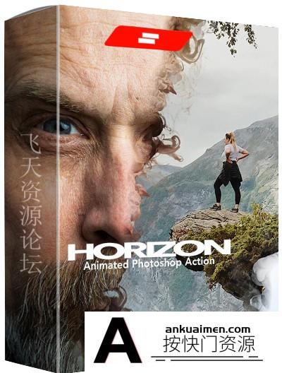 [PS动作下载]画中画曝光特效PS动作(GIF动画)Gif Animated Horizon Photoshop Action