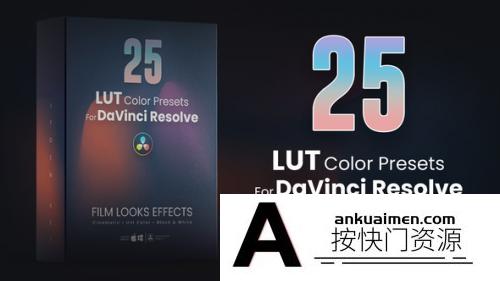 [DaVinci Resolve模板][教程发布]DaVinci Resolve达芬奇的25个电影调色LUT预设包 25 LUTs pack