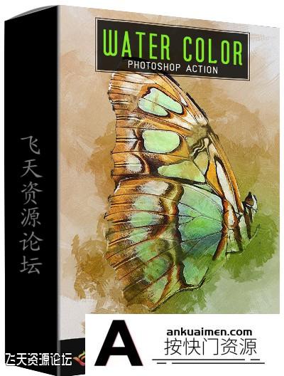[PS动作下载]水彩绘画PS特效动作 Water Color Photoshop Action