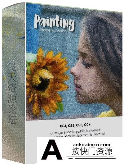 [PS动作下载]真实肖像绘画PS动作 Painting Photoshop Action(附视频教程)