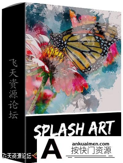[PS动作下载]水彩飞溅艺术PS动作 Splash Art Photoshop Actions