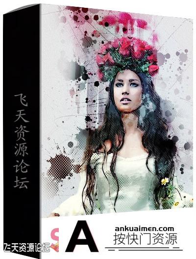 [PS动作下载]超逼真水彩画PS动作 Splashed – Aquarelle PS Action