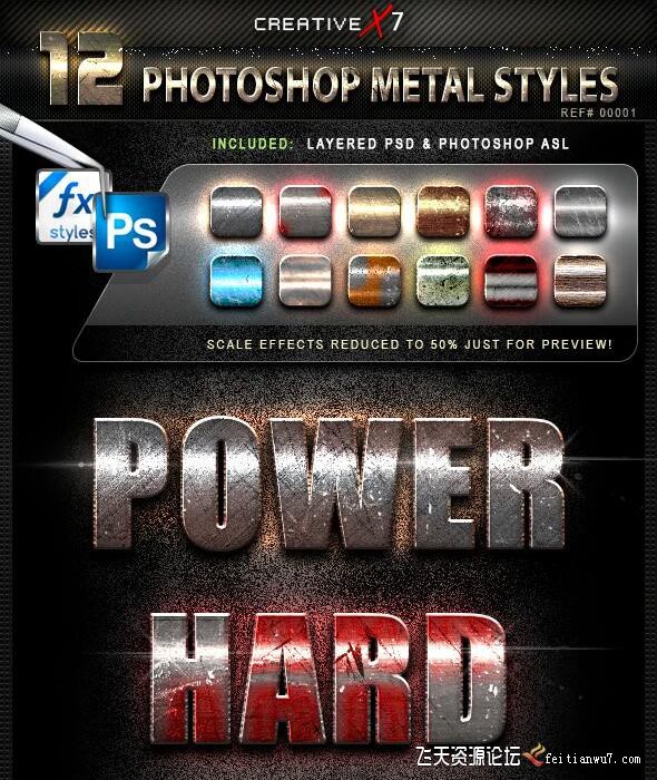 [金属样式][插件发布]12个Photoshop金属样式 12 Photoshop Metal Styles