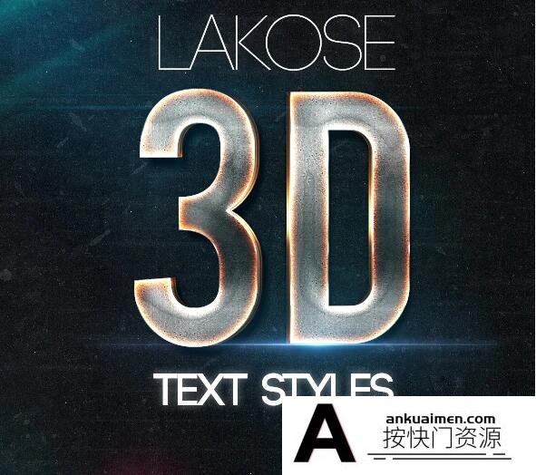 [3D样式][插件发布]3D金属PS样式 Lakose 3D Text Styles Part 48