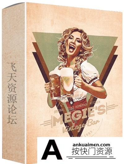 [PS动作下载]复古广告海报Photoshop动作 Retro Poster Photoshop Action附视频教程