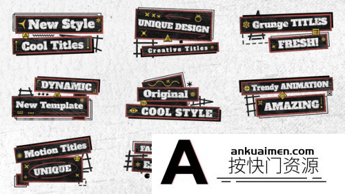 [FCPX标题字幕]FCPX插件-现代精简标题模板 Black Grunge Titles