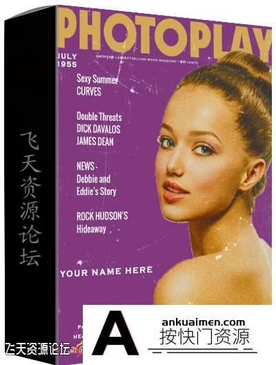 [PS动作下载]复古电影杂志PS动作 Vintage Movie Magazine Photoshop Action附教程
