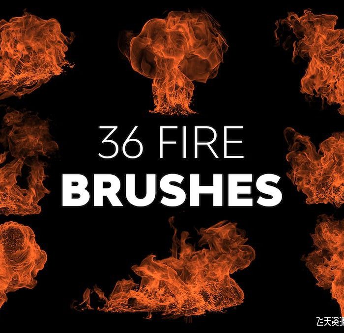 [火焰烟雾笔刷][插件发布]36组高清晰PS火焰笔刷 Fire Brushes