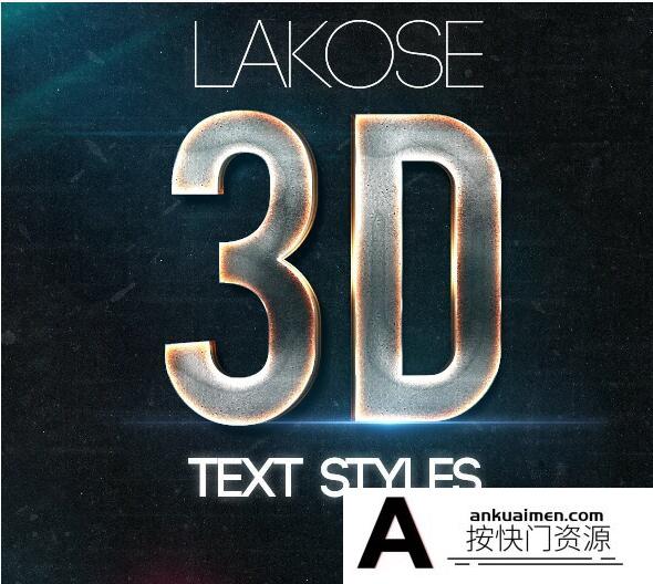 [3D样式][插件发布]3D金属PS样式 Lakose 3D Text Styles Part 47