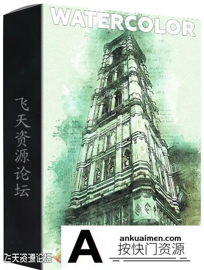 [PS动作下载]创建广告海报水彩颜料特效PS动作 Watercolor Photoshop Action