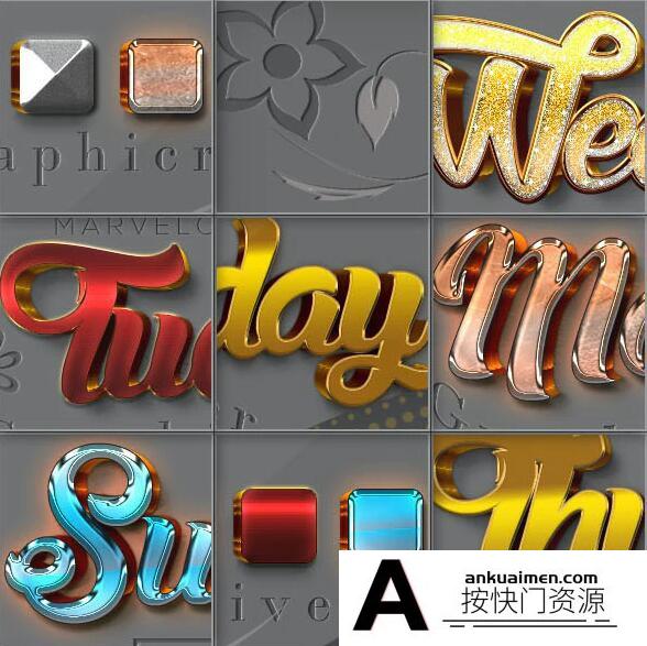 [3D样式][插件发布]3D文本字体PS样式 3D Text Effect
