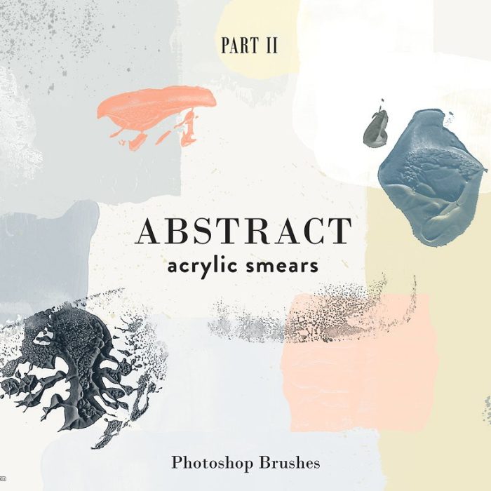 [水墨水彩笔刷][插件发布]亚克力涂抹ps笔刷 Abstract Acrylic Smears – PS Brushes