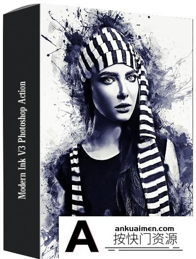 [PS动作下载]现代墨迹喷溅PS动作 Modern Ink V3 Photoshop Action