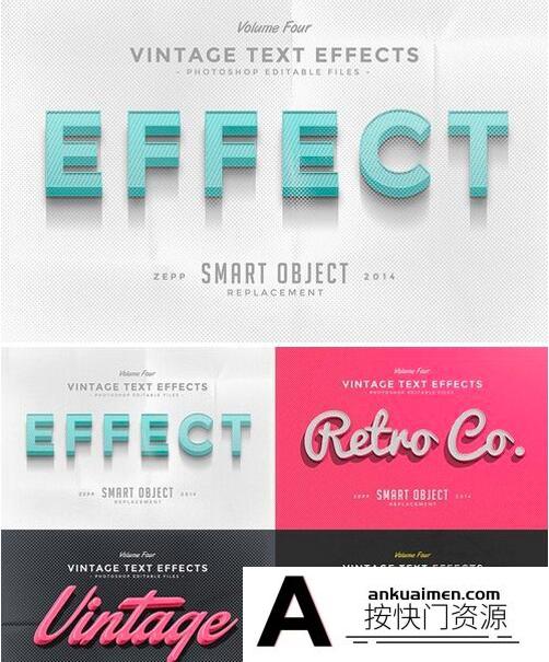 [3D样式][插件发布]创意3D复古文字效果 Vol.4  Vintage Text Effects Vol.4