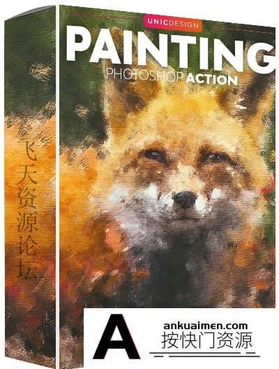 [PS动作下载]逼真绘画效果Photoshop动作 Painting Photoshop Action(附中文字幕教程)