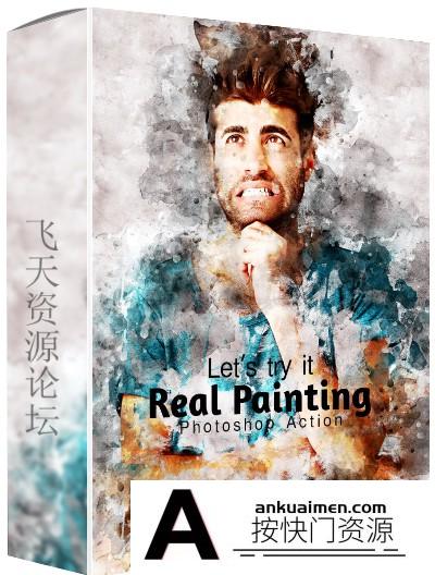 [PS动作下载]真实水彩画绘画Photoshop动作Real Painting Photoshop Action(附教程)