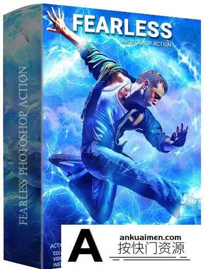 [PS动作下载]超酷电光光效特效PS动作 Fearless Photoshop Action(附教程)